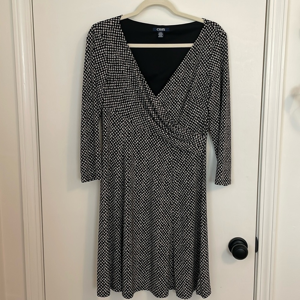 Chaps Polka Dot Faux Wrap Dress Dress